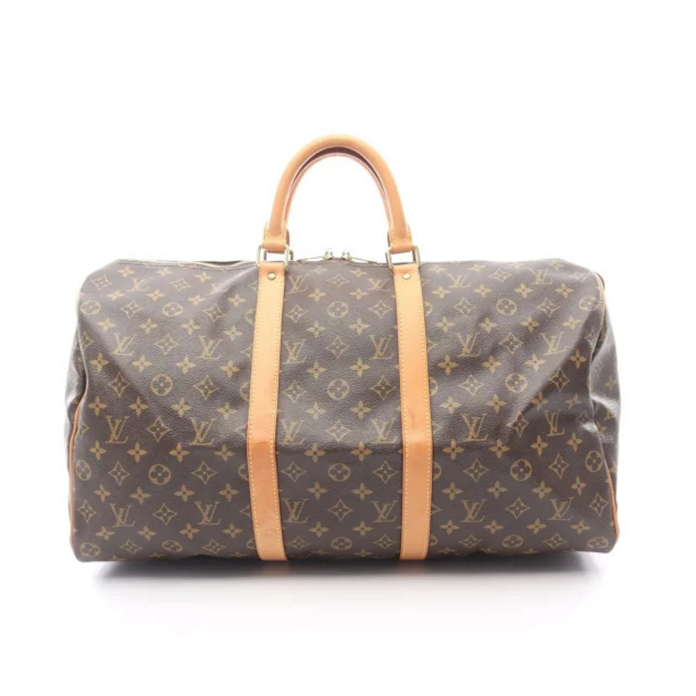 Louis Vuitton Keepall Boston Bag Canvas Leather Monogram Brown